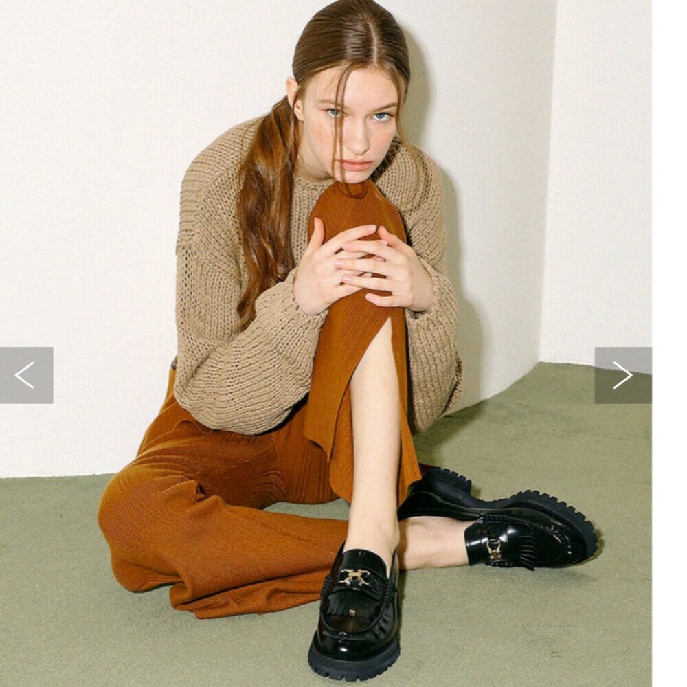 Chansure Black Loafers with Gold Buckle